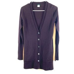 J.Crew Womens 100% Merino Wool Long Cardigan Buttons Sweater Maroon Classic XS